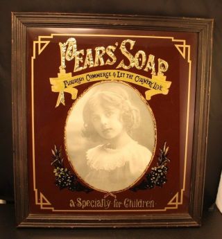 Vintage Primitive Style Framed Soap Advertisement Pears ' Soap Country Decor - 2t photo
