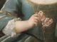 18thc Antique French Girl Portrait Young Child & Butterfly & Flower Oil Painting Primitives photo 3