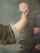 18thc Antique French Girl Portrait Young Child & Butterfly & Flower Oil Painting Primitives photo 4