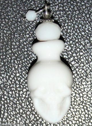 Decorative Arts Glass Skull Head Charms French Perfume Beaded Necklace Vial Jar photo