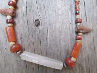 Precolumbian Colombia Tairona Native Indian Bead Quartz Carnelian Agate Necklace photo