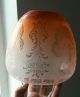 Victorian Acid Etched Deep Amber Orange Oil Lamp Beehive Shade Floral Stylised Lamps photo 3