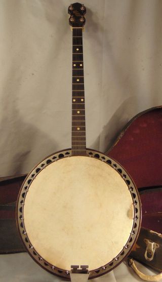 Old U.  A.  C.  Tenor 4 String Banjo W/ Case Estate Fresh Unrestored photo