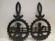 Two Vintage Wrought Iron Folk Art Trivets Hand Painted Trivets photo 5