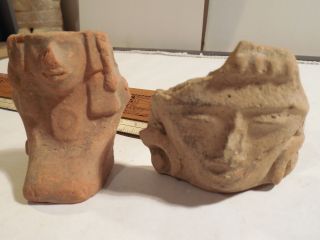 2 Mayan Ancient Artifacts Pre - Columbian Archaic Pottery Zapotec Olmec Aztec Nr photo