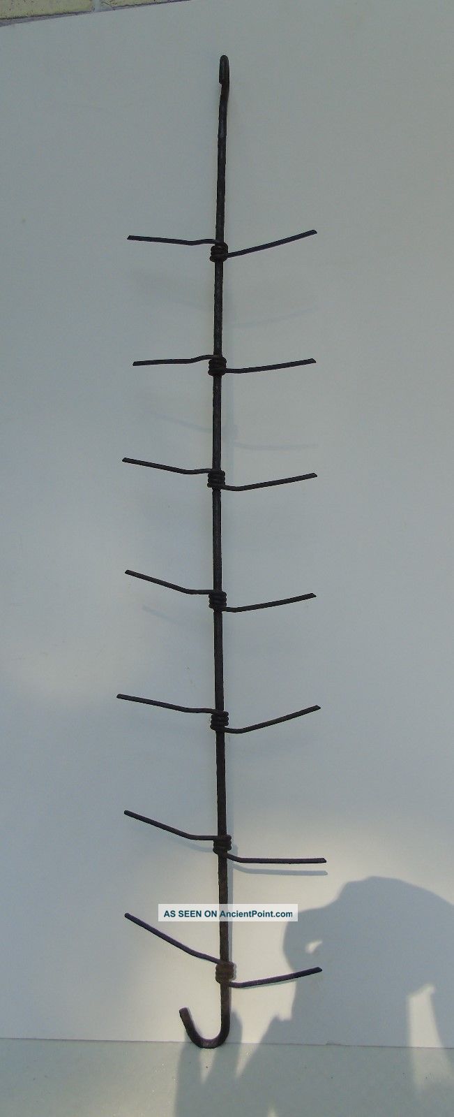 Antique Primitive Iron Corn Dryer Rack Hooks Twisted Barbed Wire Primitives photo