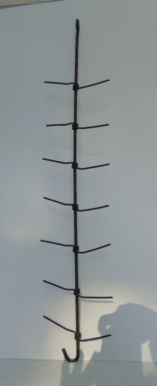 Antique Primitive Iron Corn Dryer Rack Hooks Twisted Barbed Wire photo