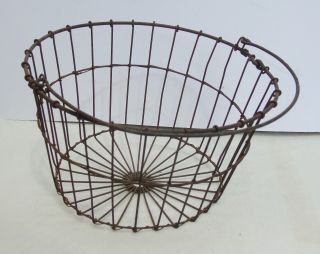 Antique Primitive Metal Wire Egg Basket W/ Handle Chickens Farm photo