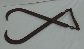 Antique Primitive Metal Block Ice Tongs Rustic Decor photo