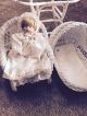 Vintage Large Wicker Doll Crib Bassinet With Chair Baby Cradles photo 2
