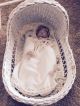 Vintage Large Wicker Doll Crib Bassinet With Chair Baby Cradles photo 3