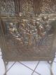 Antique Vintage Victorian Embossed Footed Fire Screen Fireplace 
