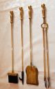 Vintage Brass 5 Piece Fireplace Hearth Tools With Stand Hearth Ware photo 1