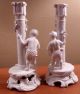 2 Sculptural White Bud Vases With Cherubs Or Putti,  Floral Garlands Vases photo 2