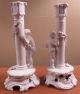 2 Sculptural White Bud Vases With Cherubs Or Putti,  Floral Garlands Vases photo 3