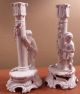 2 Sculptural White Bud Vases With Cherubs Or Putti,  Floral Garlands Vases photo 4