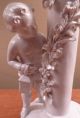 2 Sculptural White Bud Vases With Cherubs Or Putti,  Floral Garlands Vases photo 5