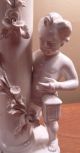 2 Sculptural White Bud Vases With Cherubs Or Putti,  Floral Garlands Vases photo 6