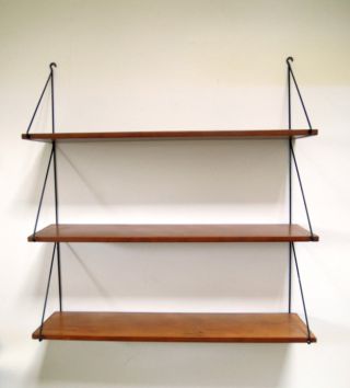Danish Modern String Wall Ladder Shelf Modular Bookshelf Shelving Ladderax 50s photo