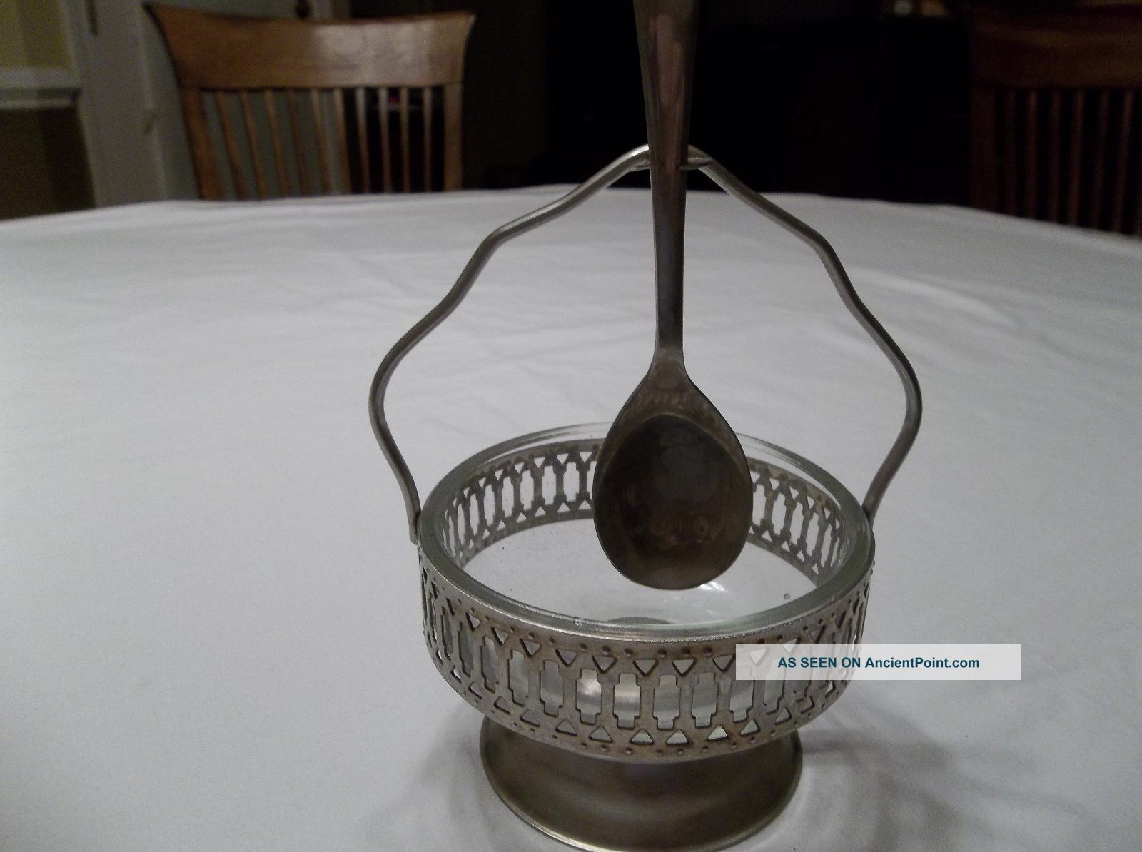Vintage Leonard Silverplated Condiment Caddy/server W/original Spoon Great Cond. Metalware photo