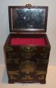 Estate Oriental Wood & Brass Decorated Jewelry Box We Have Both Locks & Keys Boxes photo 6