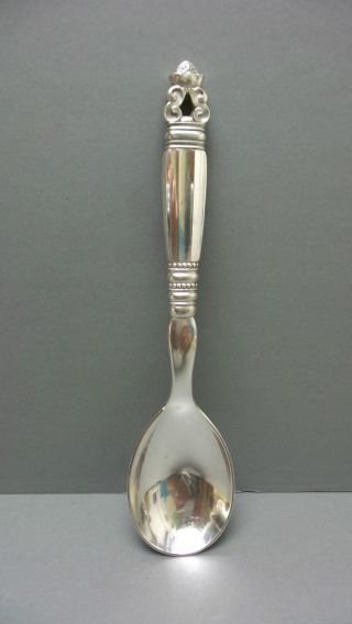 Estate Vintage Georg Jensen Denmark Acorn Sterling Silver Serving Spoon 81 Grams photo