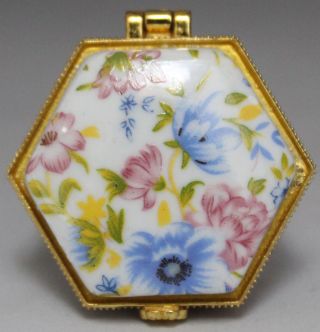 Chinese Folk White Porcelain Belle Hexagon Flower Jewel Casket Jewellery Box 002 photo