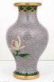 Vintage/antique Small Chinese Cloisonne Enamel Vase Grey/lavender Red Flowers 2 Vases photo 1