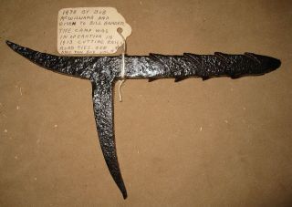 Primitive Hand Forged Unusual Log Pike W/ Tag Found By Wind River Dubois,  Wis. photo