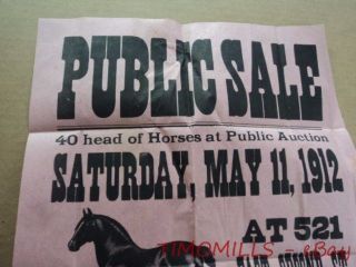 1912 Canton Horse Exchange Poster Broadside Canton Ohio Antique 19 X 13 photo