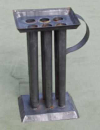 Vintage 6 - Candle Tin Mold W Handle For 8 