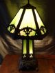 Vintage P&h Art Deco/arts & Crafts Green Slag Glass Table Lamp With Lighted Base Lamps photo 1