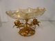 Vintage Hollywood Regency Italian Gold Roses Glass Dish Compote Compotes photo 10