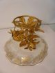 Vintage Hollywood Regency Italian Gold Roses Glass Dish Compote Compotes photo 11