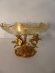 Vintage Hollywood Regency Italian Gold Roses Glass Dish Compote Compotes photo 2
