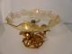 Vintage Hollywood Regency Italian Gold Roses Glass Dish Compote Compotes photo 3