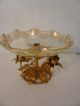 Vintage Hollywood Regency Italian Gold Roses Glass Dish Compote Compotes photo 8