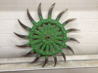 Antique Rotary Hoe Wheel John Deere Re - Purpose Primitive Cultivator Rustic Art photo