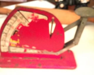 Antique Primitive Jiffy Way Red Poultry Egg Scale Well photo