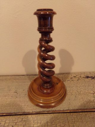 Vintage Twist Wood Candlestick Candle Holder 7 1/2 