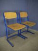 Vintage Industrial School Dining Chairs Metal Plywood 60s 70s 80s 1900-1950 photo 4