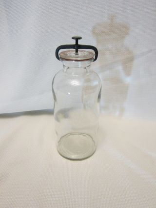 Antique Wheaton Tcw Co.  Apothecary Glass Specimen Jar With Lid & Clamp ½ Gallon photo
