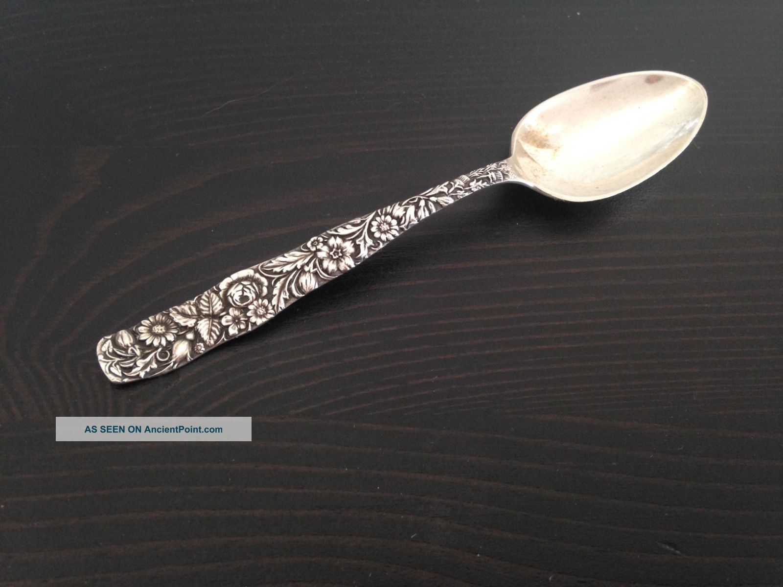 Sterling Silver Rose Repousse Baby Demitasse Spoon Flatware Flatware & Silverware photo