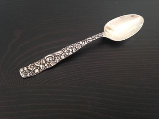 Sterling Silver Rose Repousse Baby Demitasse Spoon Flatware photo
