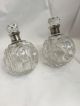 Charming Cut Glass Silver Topped Oil Vinegar Bottles.  Birmingham 1935 Other Antique Sterling Silver photo 3
