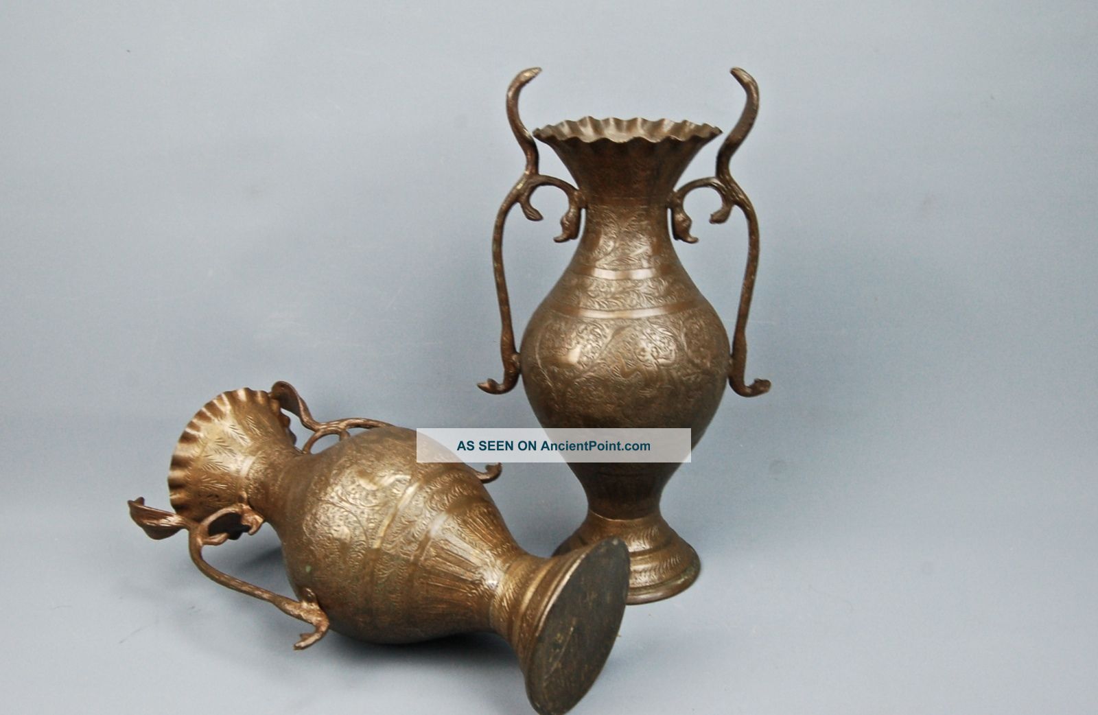 Snake Handled Indian Brass Vase