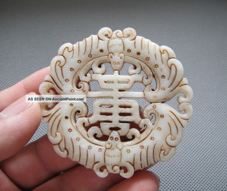 Old Chinese White Jade Hand - Carved Bat Pendants A020 Necklaces & Pendants photo