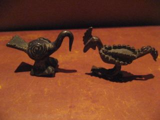 2 X Antique African Tribal Ashanti Akan Gold Weights Birds photo
