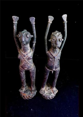 Antique Tribal Dogon Bronze Couple Mali photo
