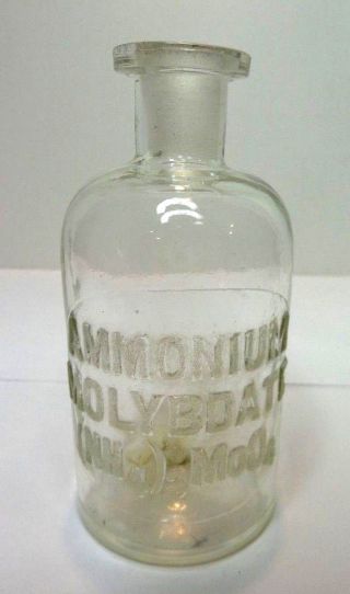 C 1890 Whitall Tatum Co Apothecary Bottle Label Ammonium Molybdate (nh4) 2 Moo4 photo